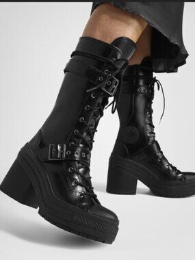 NEW Women's CONVERSE Chuck 70 De Luxe XXHi Leather Heel A12821C Boots Sz W8